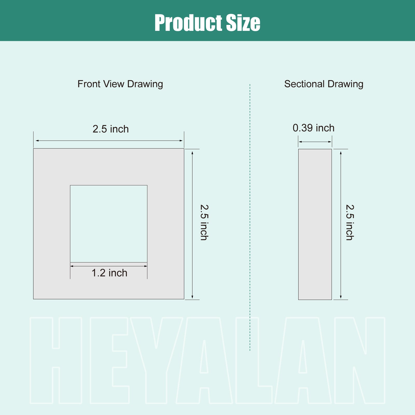 Heyalan Hand-held Shower Holder Flange Plate Modern Shower Escutcheon Cover Plate 2.5'' Shower Wand Bracket Replacement Cover Plate, Square Escutcheon Wall Cover 1pc