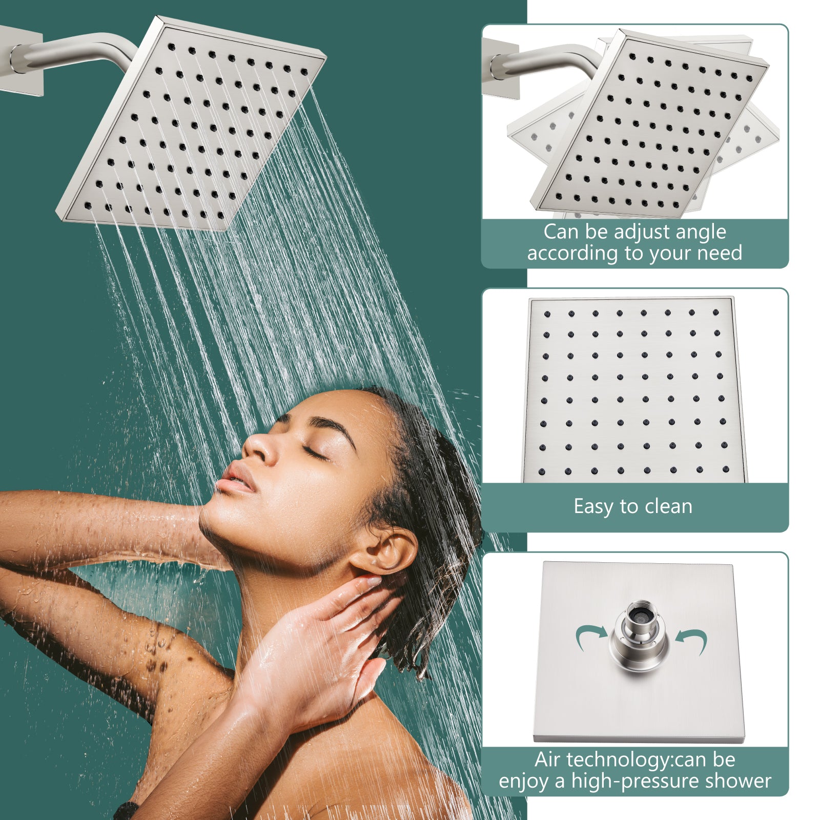 Heyalan  Shower Faucet Set with 6-Inch Square Showerhead Single Function Shower Trim Kit with Solid Brass Male Thread Rough-in Valve Single-Handle Shower System