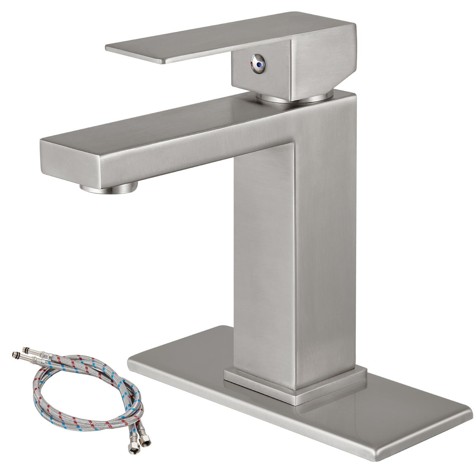 Heyalan Bathroom Sink Faucet SUS304 Stainless Steel Single Handle 1 Hole Basin Mixer Tap Deck Mount Vessel Sink Faucets Lavatory Vanity