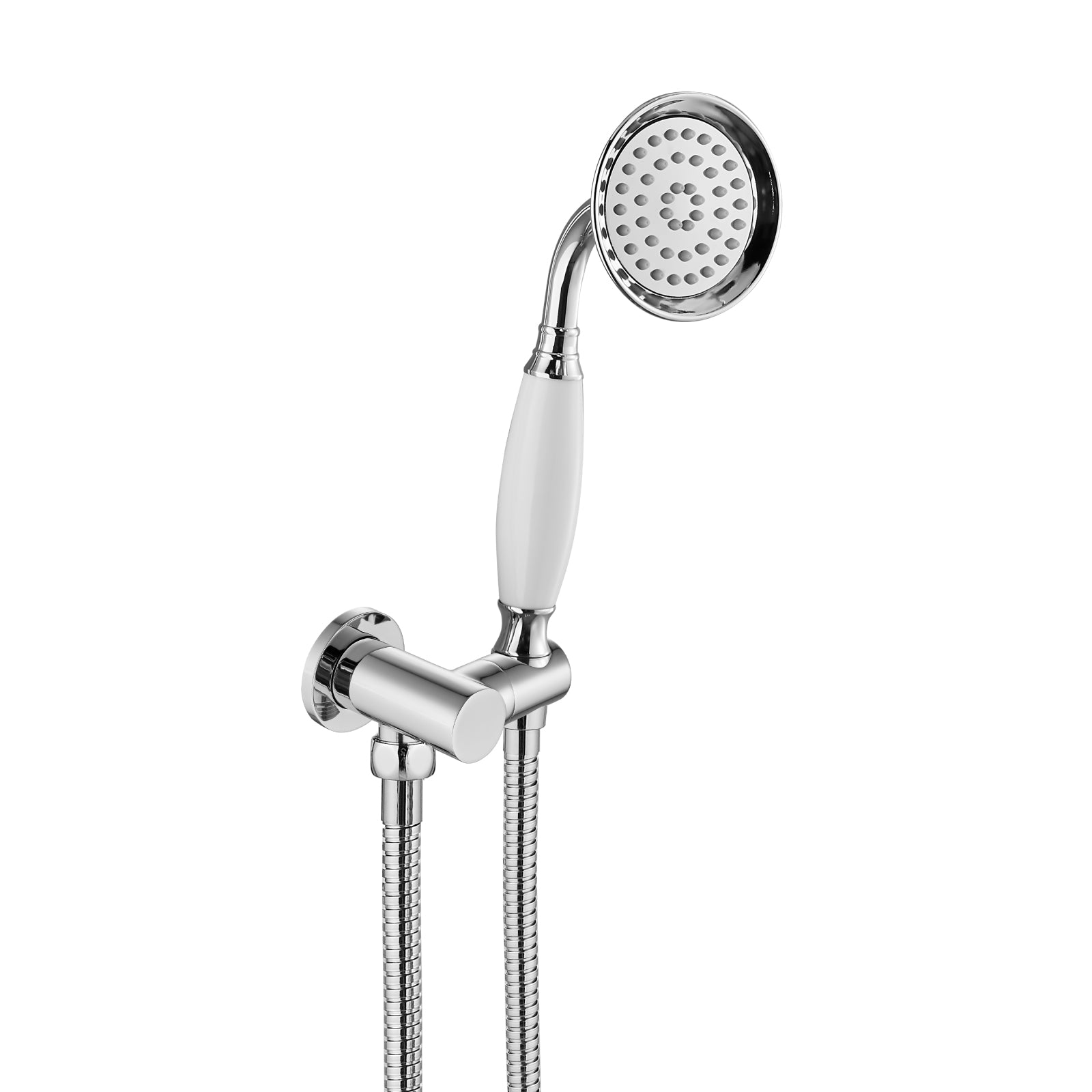 Heyalan Handheld Shower Head Spray with Holder Wand Ceramic Handle Hand Held Telephone Shape Antique Brass Shower Head Sprayer with Bracket Bathroom Shower 1 Mode with Water Hose