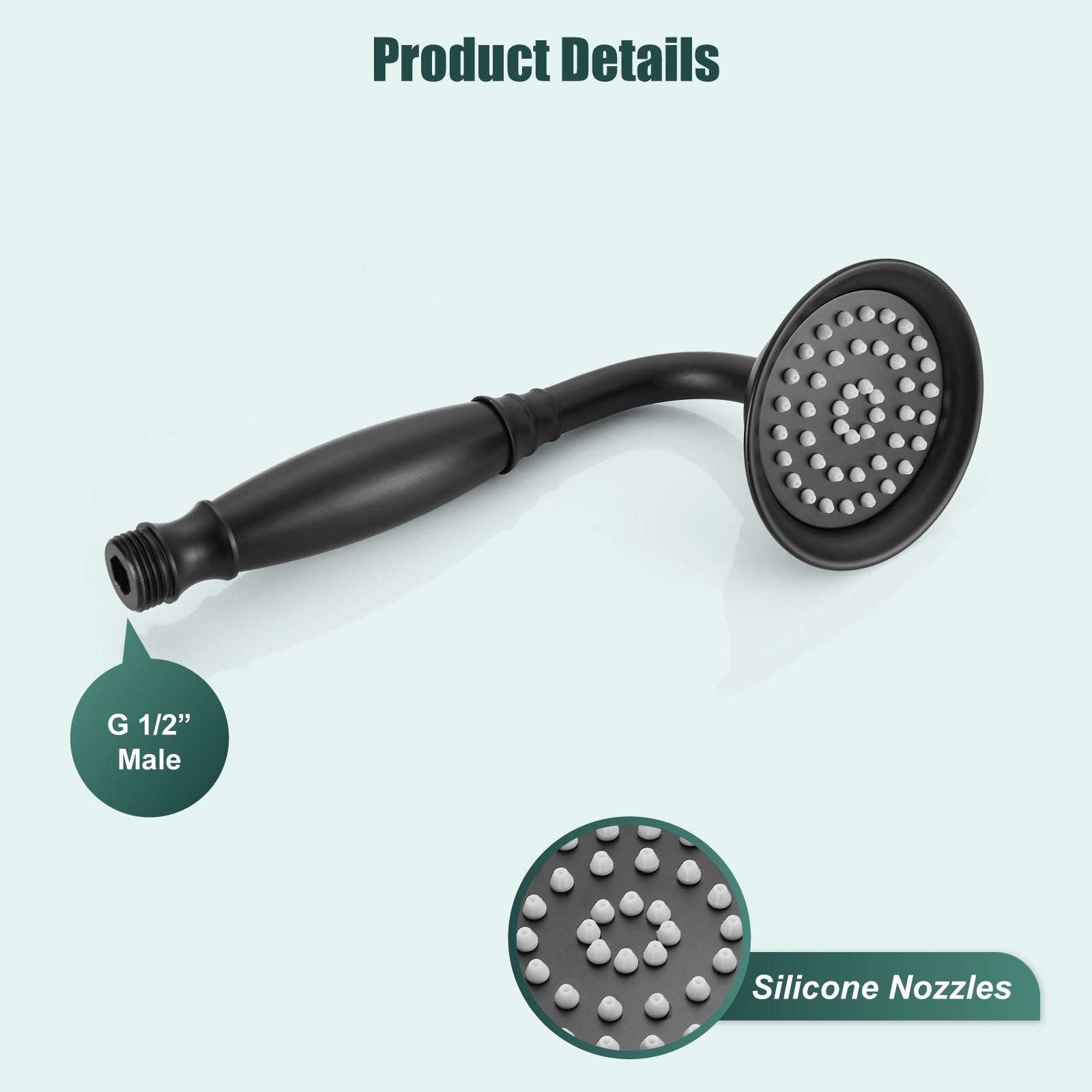 Heyalan Handheld Shower Head Spray Wand Hand Held High Pressure Telephone Shape Vintage Brass Shower Head Powerful Water Sprayer Bathroom High Flow Shower 1 Function