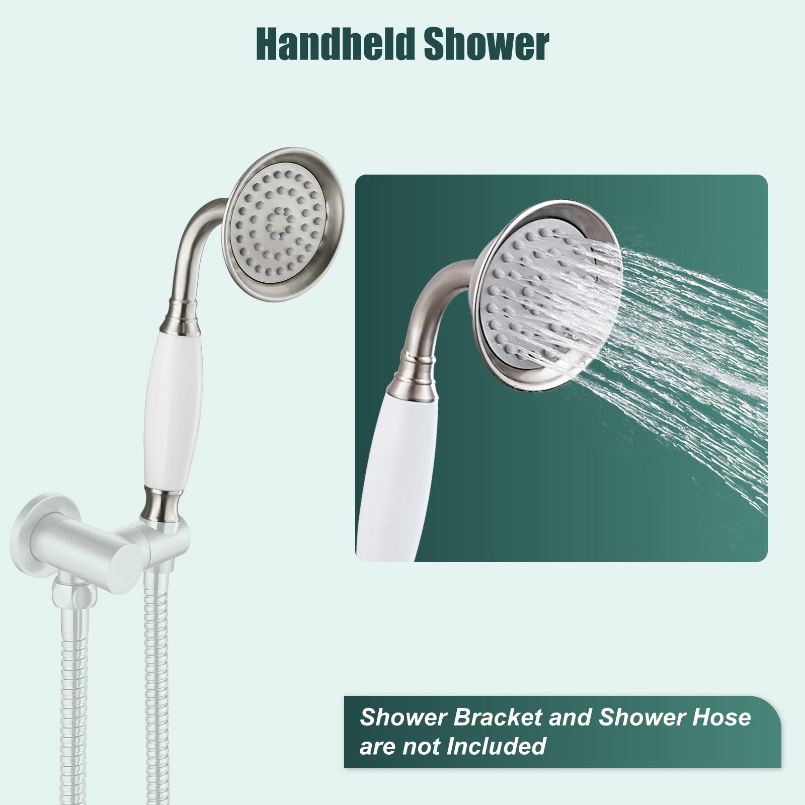 Heyalan Handheld Shower Head Spray Wand Ceramic Handle Hand Held High Pressure Telephone Shape Antique Brass Shower Head Powerful Water Sprayer Bathroom High Flow Shower 1 Mode