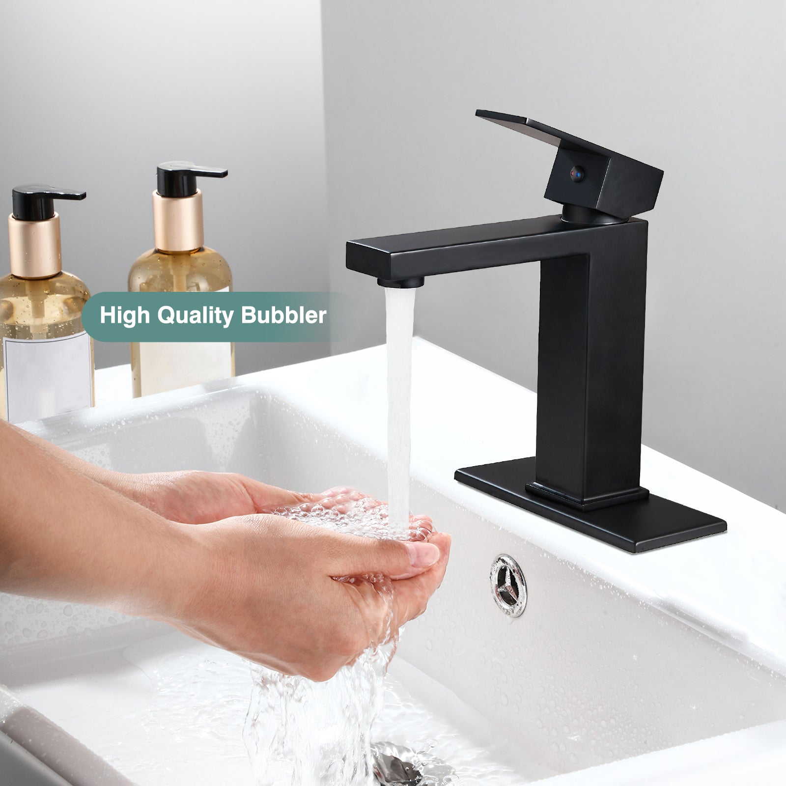 Heyalan Bathroom Sink Faucet SUS304 Stainless Steel Single Handle 1 Hole Basin Mixer Tap Deck Mount Vessel Sink Faucets Lavatory Vanity