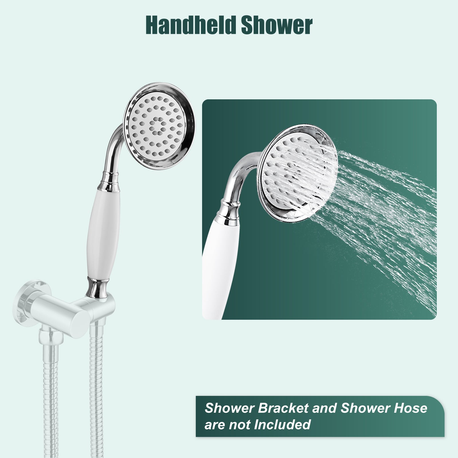 Heyalan Handheld Shower Head Spray Wand Ceramic Handle Hand Held High Pressure Telephone Shape Antique Brass Shower Head Powerful Water Sprayer Bathroom High Flow Shower 1 Mode