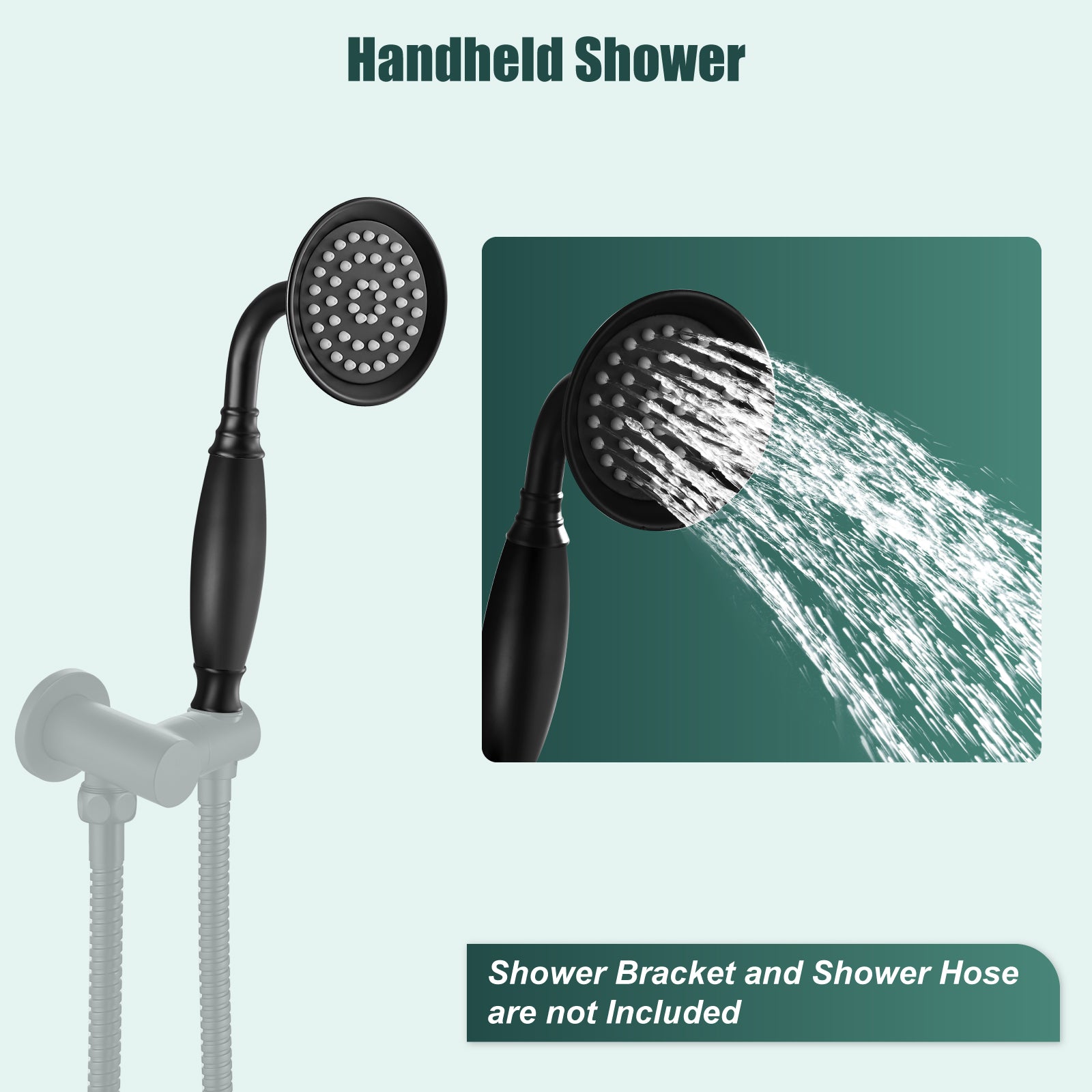 Heyalan Handheld Shower Head Spray Wand Hand Held High Pressure Telephone Shape Vintage Brass Shower Head Powerful Water Sprayer Bathroom High Flow Shower 1 Function