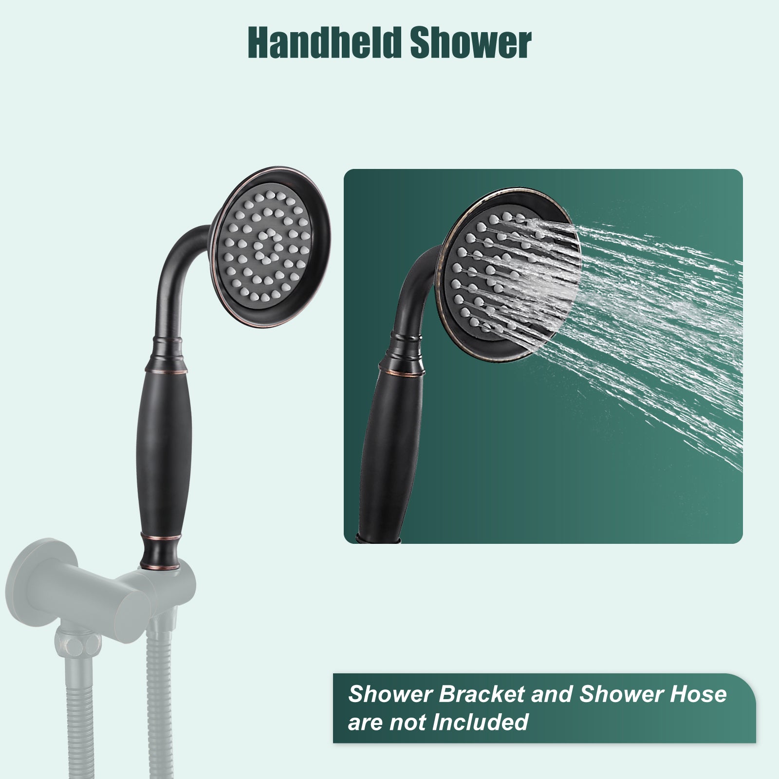 Heyalan Handheld Shower Head Spray Wand Hand Held High Pressure Telephone Shape Vintage Brass Shower Head Powerful Water Sprayer Bathroom High Flow Shower 1 Function