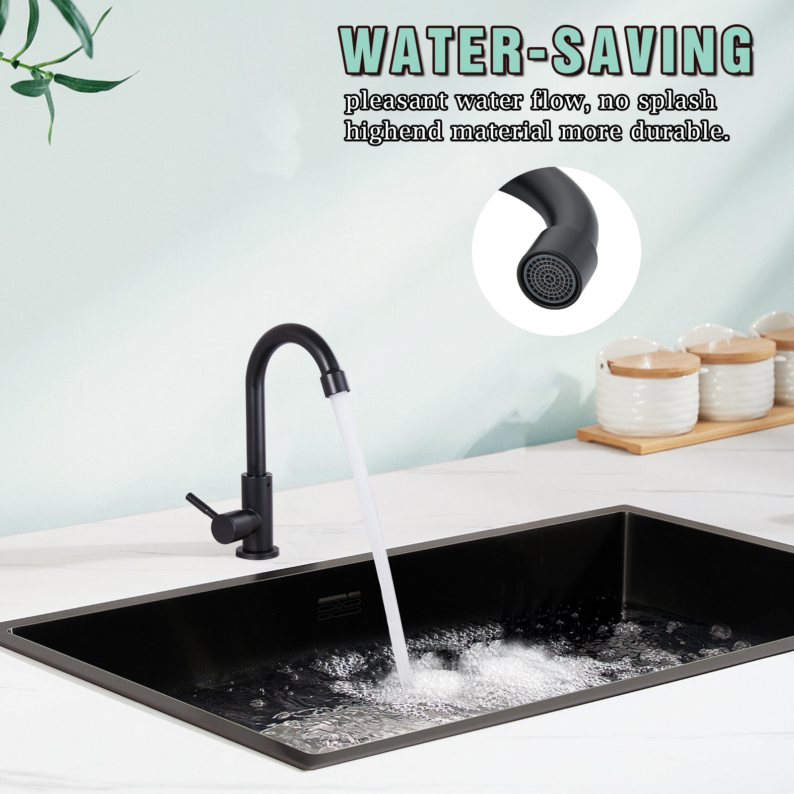 Cold Water Only Kitchen Faucet Single Handle 1 Hole Deck Mount 360 Degree Swivel Spout High Arc SUS304 Stainless Steel Sink Bar Tap Goose Neck with Hose(Drain Not Included)