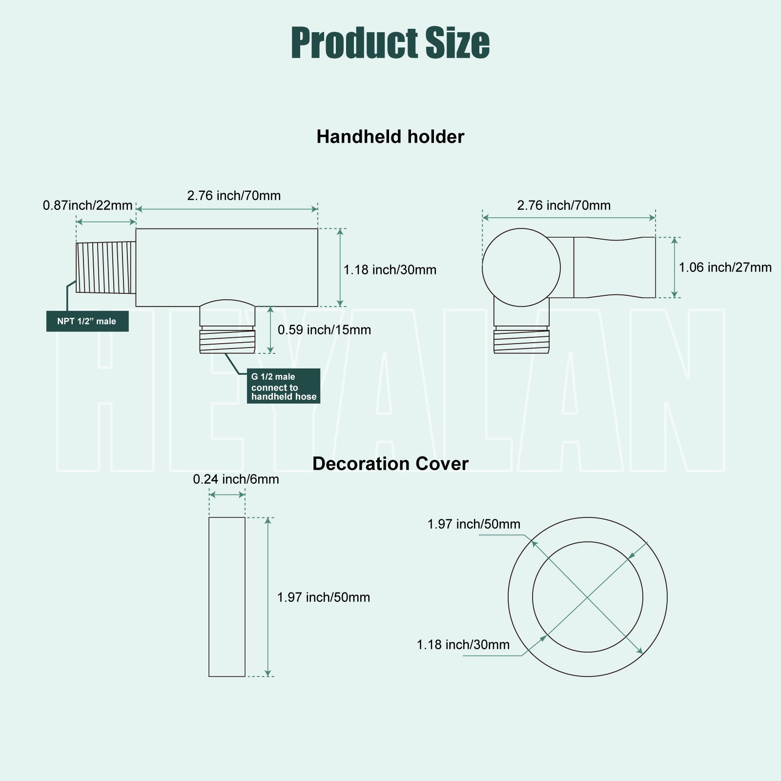 Shower Wand Holder with Round Cover Connecting Hose Shower Hand Bracket Wall Mount Shower Handheld Holder Heyalan Extension Arm Brass Contemporary Handheld Shower Holder