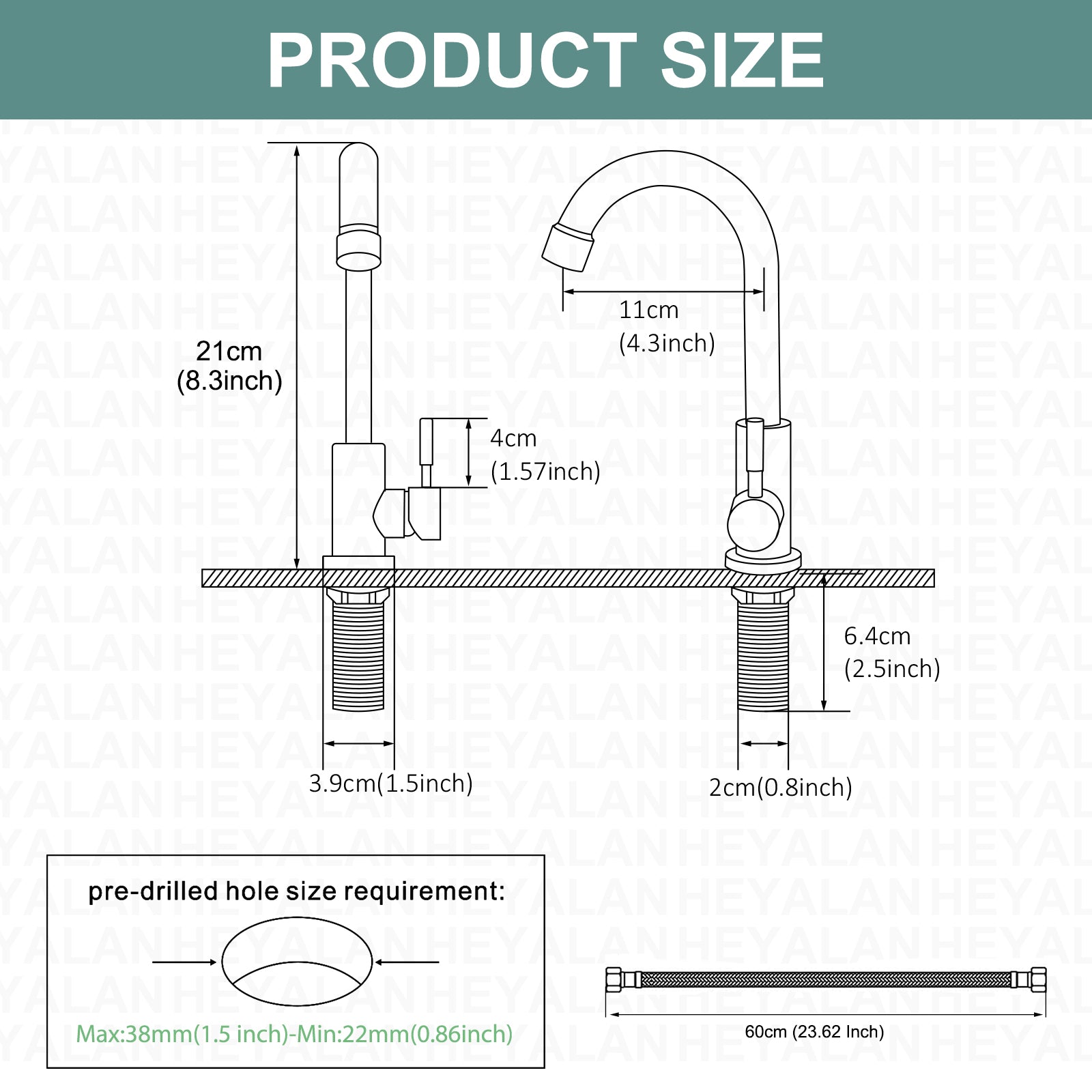 Cold Water Only Kitchen Faucet Single Handle 1 Hole Deck Mount 360 Degree Swivel Spout High Arc SUS304 Stainless Steel Sink Bar Tap Goose Neck with Hose(Drain Not Included)