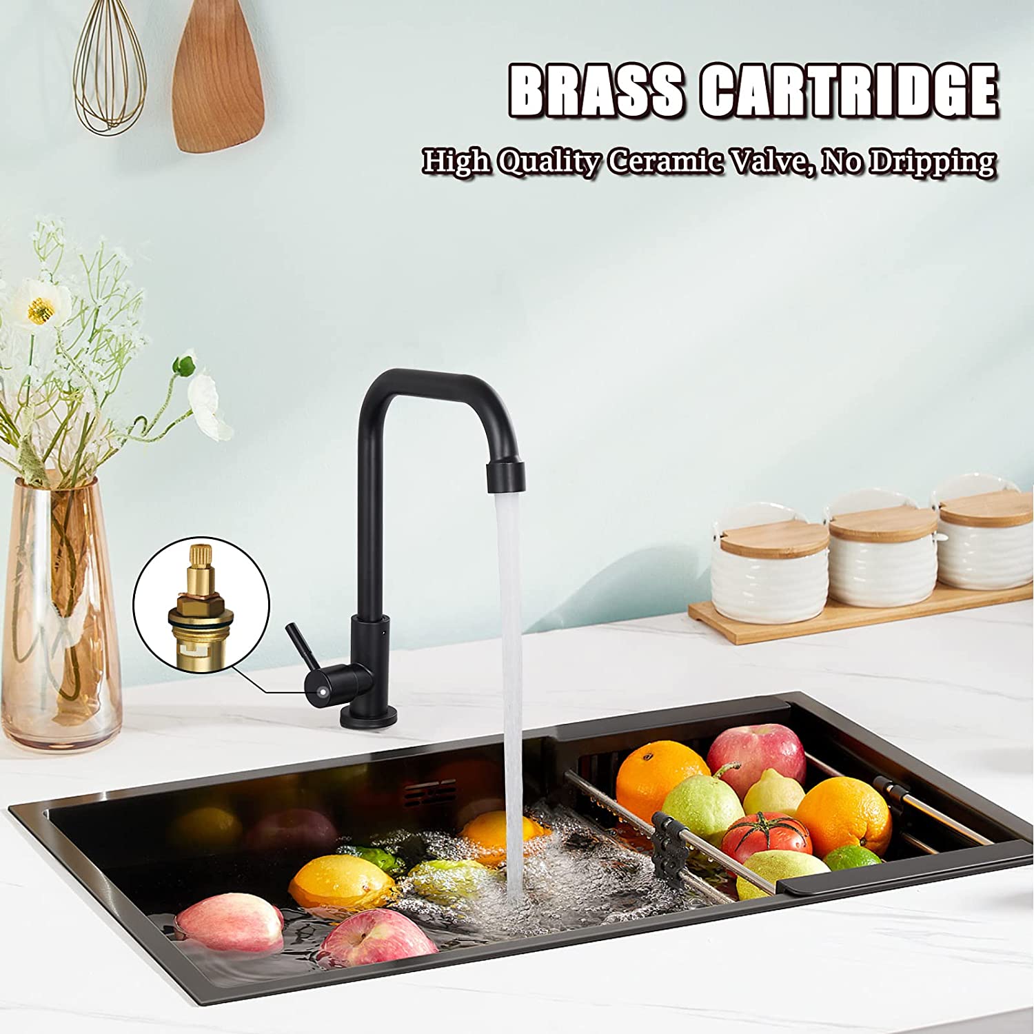 Cold Water OnlySingle Lever Handle SUS304 Sink Bar Tap 360 Degree Swivel Spout Decked Mounted Longer Thread Pipe