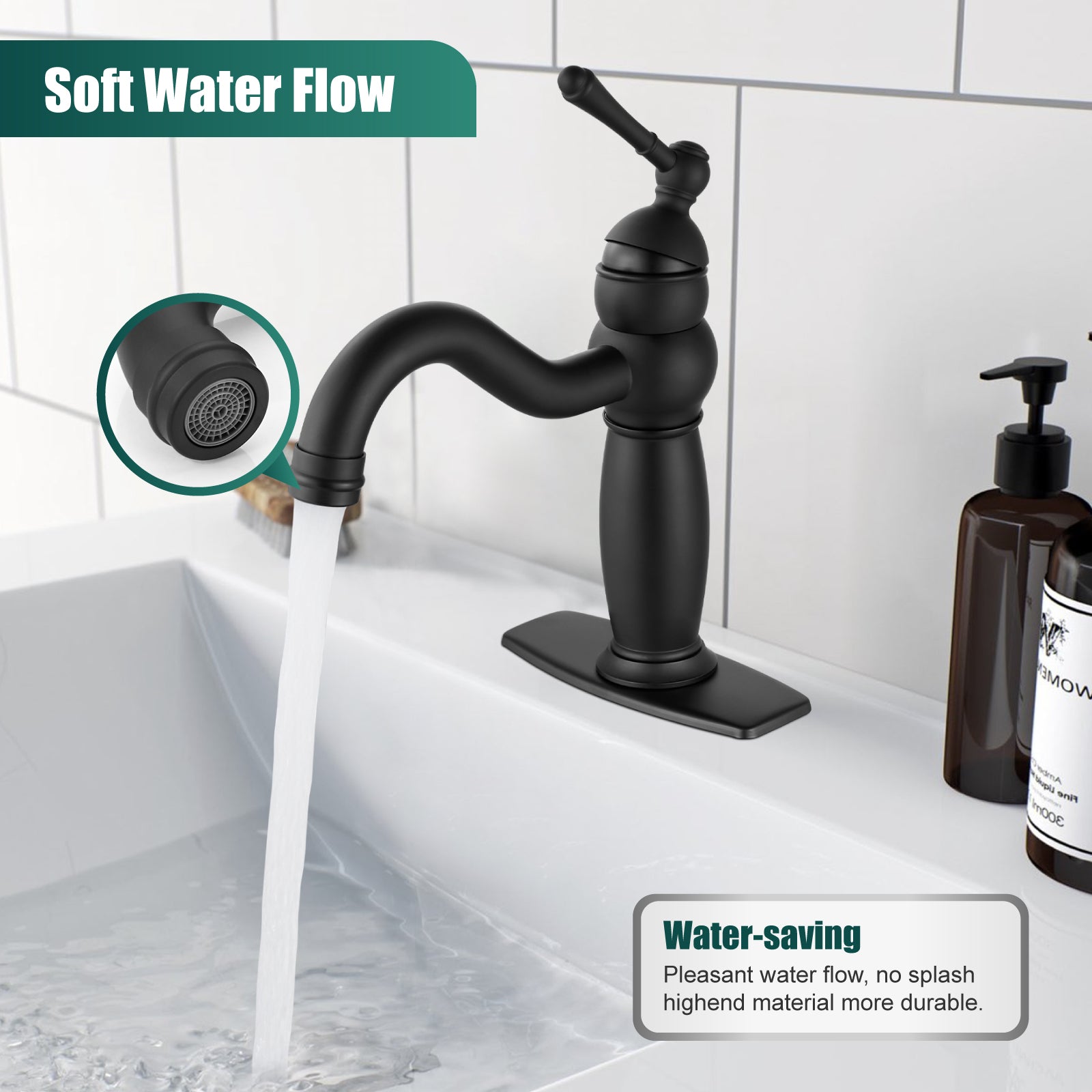 Bathroom Sink Faucet Deck Mounted 1 Hole One Handle