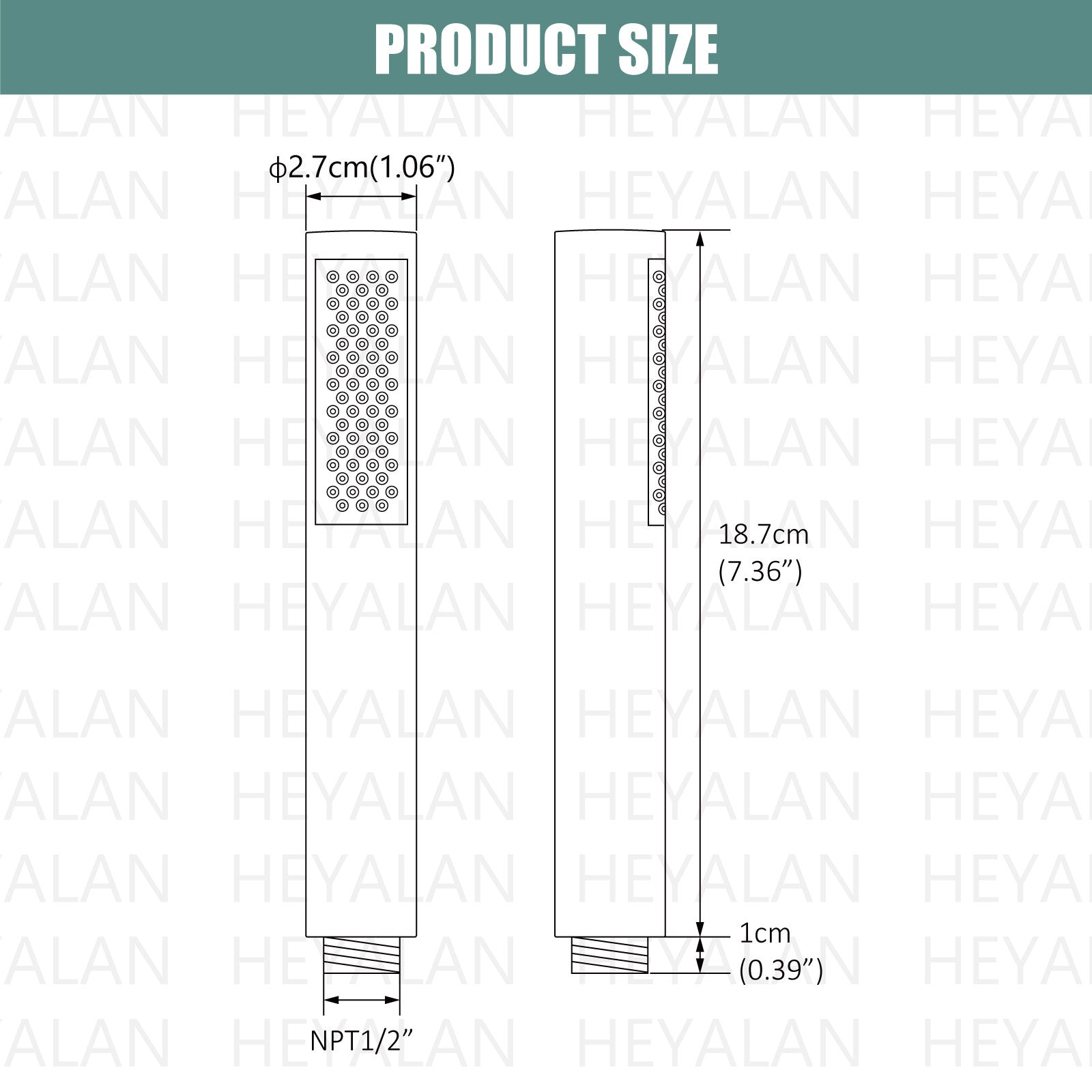 Heyalan SUS304 Stainless steel Handheld Shower Spray Single Function Handheld Shower High Pressure Luxury Hand Shower Set High Flow Hand Shower Wand