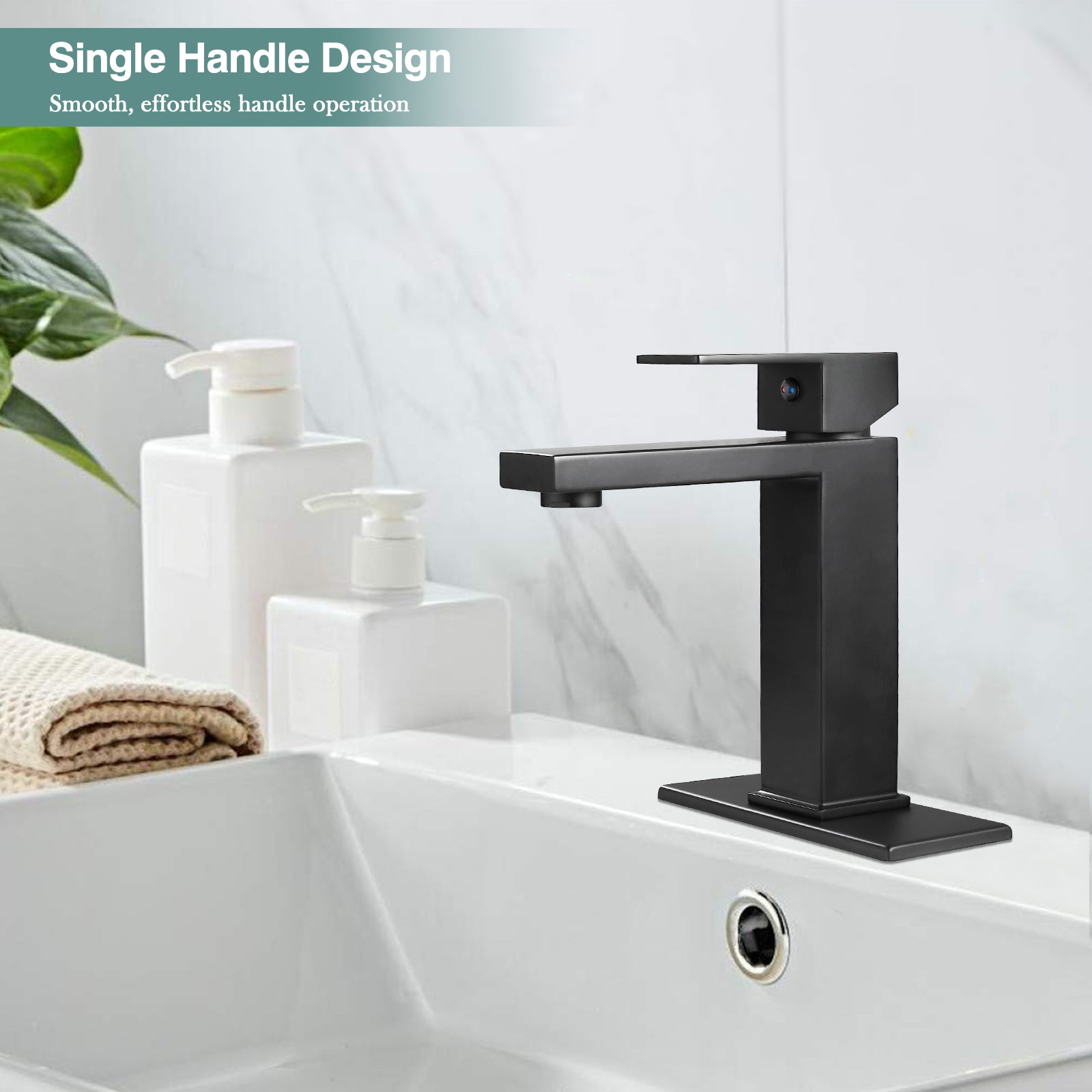 Heyalan Bathroom Sink Faucet SUS304 Stainless Steel Single Handle 1 Hole Basin Mixer Tap Deck Mount Vessel Sink Faucets Lavatory Vanity