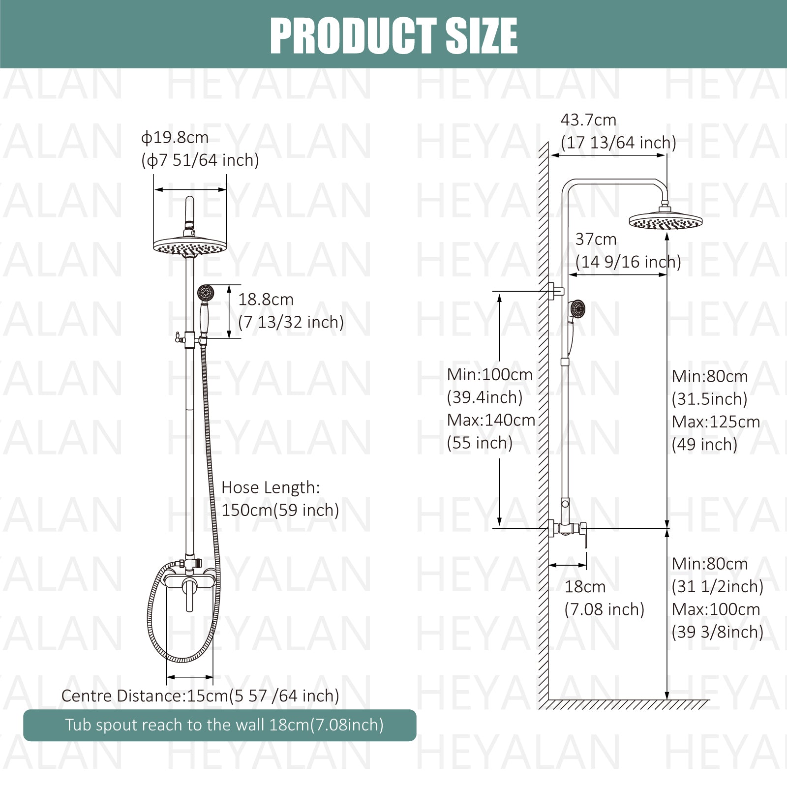 Exposed Pipe Shower System 8 Inch Rainfall Shower Head Brass Fixture Combo Set Single Handle with Handheld Sprayer Bathroom Shower Faucet Adjustable Showerhead Bar Dual Functions