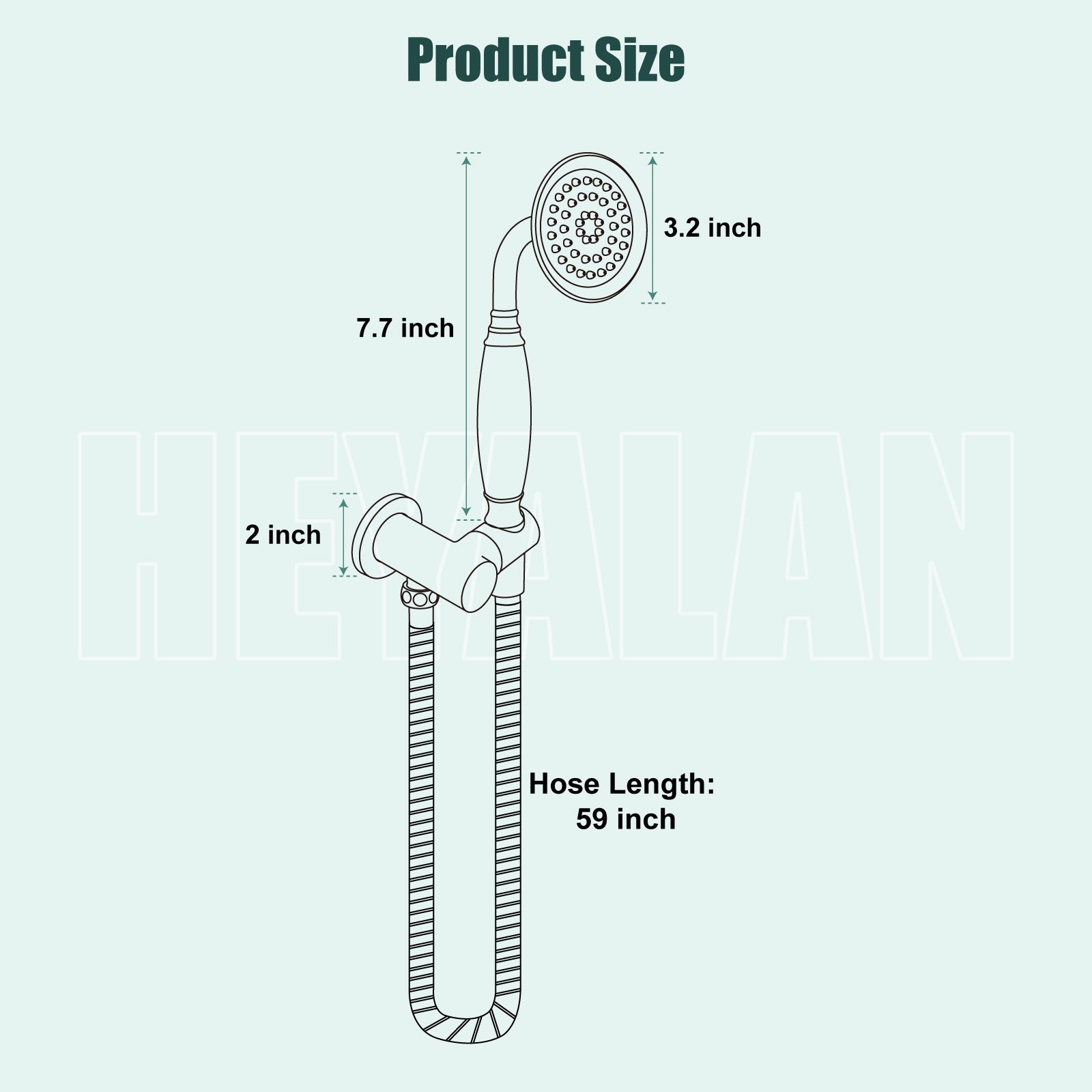 Heyalan Handheld Shower Head Spray with Holder Wand Ceramic Handle Hand Held Telephone Shape Antique Brass Shower Head Sprayer with Bracket Bathroom Shower 1 Mode with Water Hose